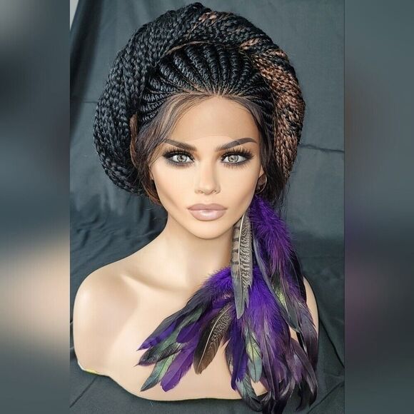 Braided wigs 100% handmade, long braids, long wig, stunning feeding cornrows - Picture 2 of 15